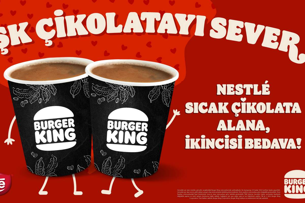 Burger King Sevgililer Günü’nde Nestlé sıcak çikolata ile kalpleri ısıtıyor
